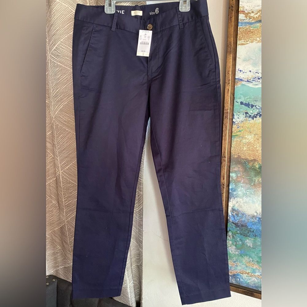 J.Crew Frankie Women's Tapered Chino Pants Sz 6  Navy Blue Stretch NWT